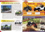 ATV&QUAD Magazin 2011/09-10, Seite 10-11, Aktuell: News & Trends<br />
John Deere: Gator XUV 550 als Zwei- und Viersitzer<br />
New Holland: Rustler 120 Two und Four