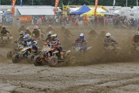EMX European Quad Challenge 2012, 4. Lauf in Genk, Lauf 1 Start: Karlis Meldrajs (64) vs. Jeremie Warnia (62)