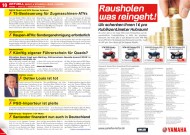 ATV&QUAD Magazin 2012/11-12, Seite 10-11, Aktuell Recht & Steuern / Leute / Handel; Deutschland: T5-Besteuerung für Zugmaschinen-ATVs; Deutschland: Raupen-ATVs: Sondergenehmigung erforderlich; Deutschland: Künftig eigener Führerschein für Quads?; Detlev Louis: Detlev Louis ist tot; Philco: PGO-Importeur ist pleite; KSR Group / Explorer / CF Moto: Santander finanziert nun auch in Deutschland