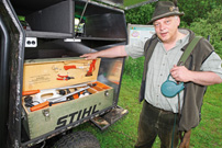 Rüdiger Marquardt, Einsatz Polaris Ranger EV ‚Pirschmobil‘: jede Menge Platz fürs Werkzeug