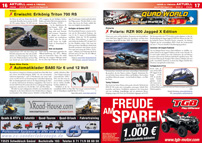 ATV&QUAD Magazin 2013/01-02, Seite 16-17, Aktuell, Triton erwischt: Erlkönig Triton 700 RS; Baas Bike Parts: Automatiklader BA80 für 6 und 12 Volt; Polaris: RZR 900 Jagged X Edition ATV&QUAD Magazin 2013/01-02, Seite 16-17, Aktuell, Triton erwischt: Erlkönig Triton 700 RS; Baas Bike Parts: Automatiklader BA80 für 6 und 12 Volt; Polaris: RZR 900 Jagged X Edition