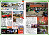 ATV&QUAD Magazin 2014/07-08, Seite 74-75, Szene Deutschland PLZ 4/5; Fursten Forest: Ferrari fahren; Quadfreunde Nordeifel: Treffen in Sinzig; Quadsport Michels / Jump ´n Ride: 1. ATV-, Quad- und Motorradtreffen