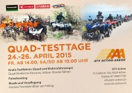 Quad Testtage 2015 bei ATV Action Arbon: Probefahrten, ein Fotoshooting und ein grosses Feierabendbier stehen auf dem Programm der ATV Testtage 2015 vom 24. bis 26. April