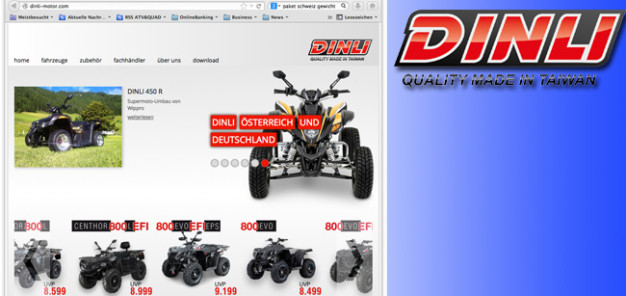 Dinli Homepage: Infos und Downloads über die aktuelle Dinli-Flotte und Zubehör für die ATVs und Quads aus Taiwan unter www.dinli-motor.com