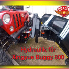 Hydraulik für den Buggy 800 von Quadix: hebt im Winter das Schneeschild und bedient den Holzspalter im Sommer