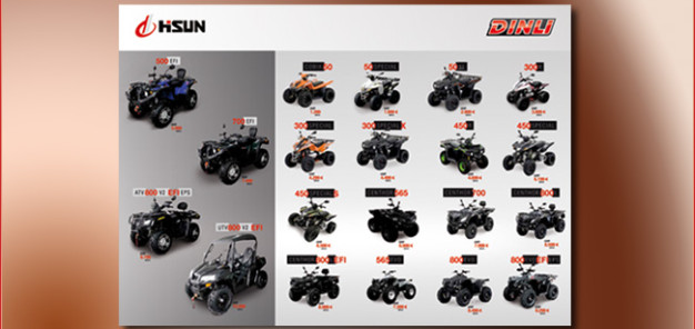 Hisun Dinli Prospekt 2014: nicht weniger als 20 ATV-, Quad- und UTV- / Side-by-Side-Modelle auf 22 Seiten